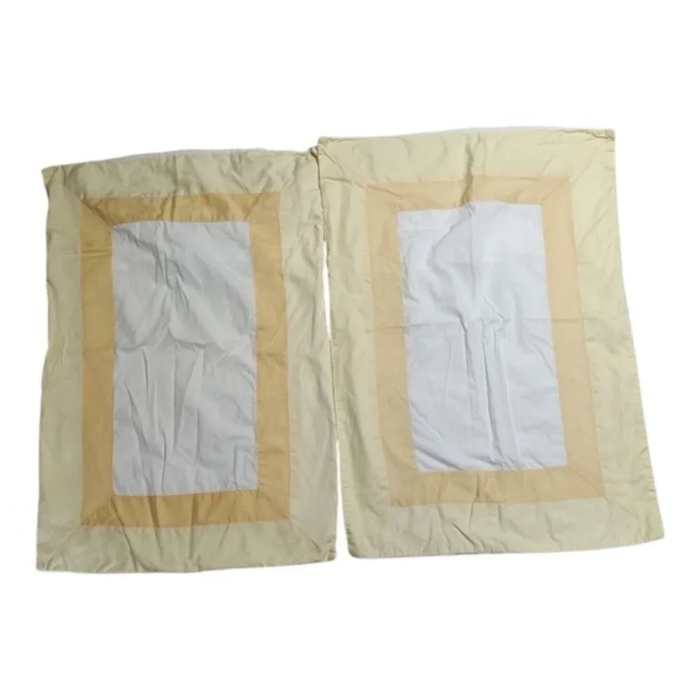 Restoration Hardware Yellow White 100% Cotton Standard Pillowcases Shams 2pcs
